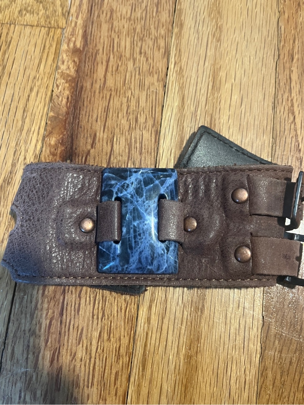 Adjustable leather rock band cuff bracelet